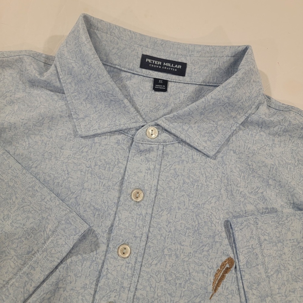 Chechessee‎ Creek Club Peter Millar Crown Crafted Polo Shirt Mens XL Blue AOP